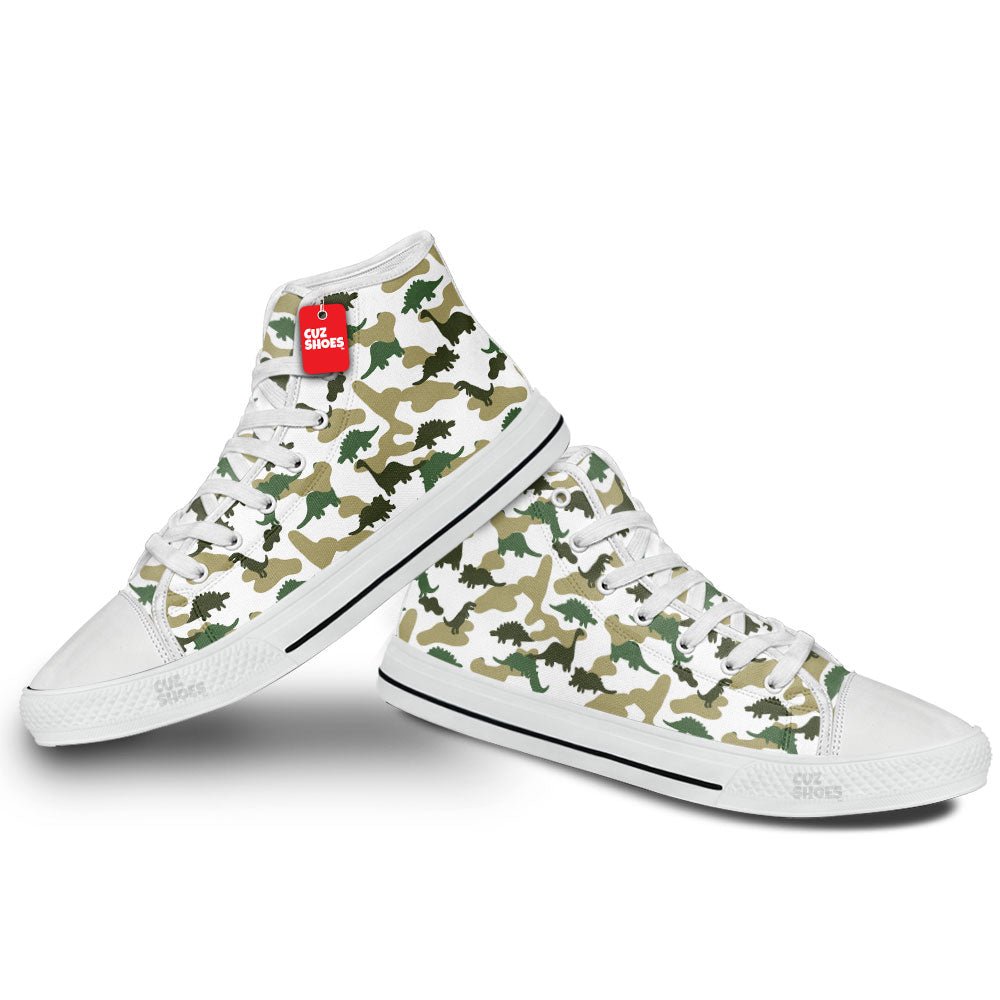 Dinosaur Camouflage Pattern High Top Sneakers Custom Shoes PT1907-cuztomshoes.com