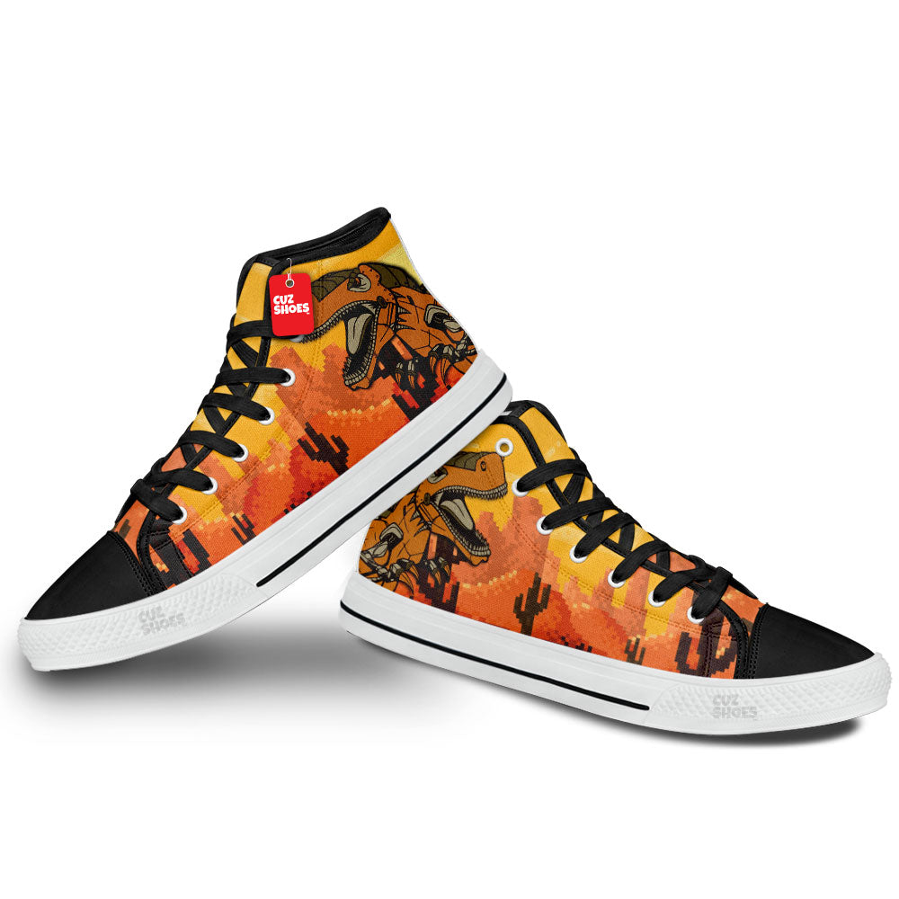 T-rex Robot High Top Sneakers Dinosaur Custom Shoes PT1807-cuztomshoes.com