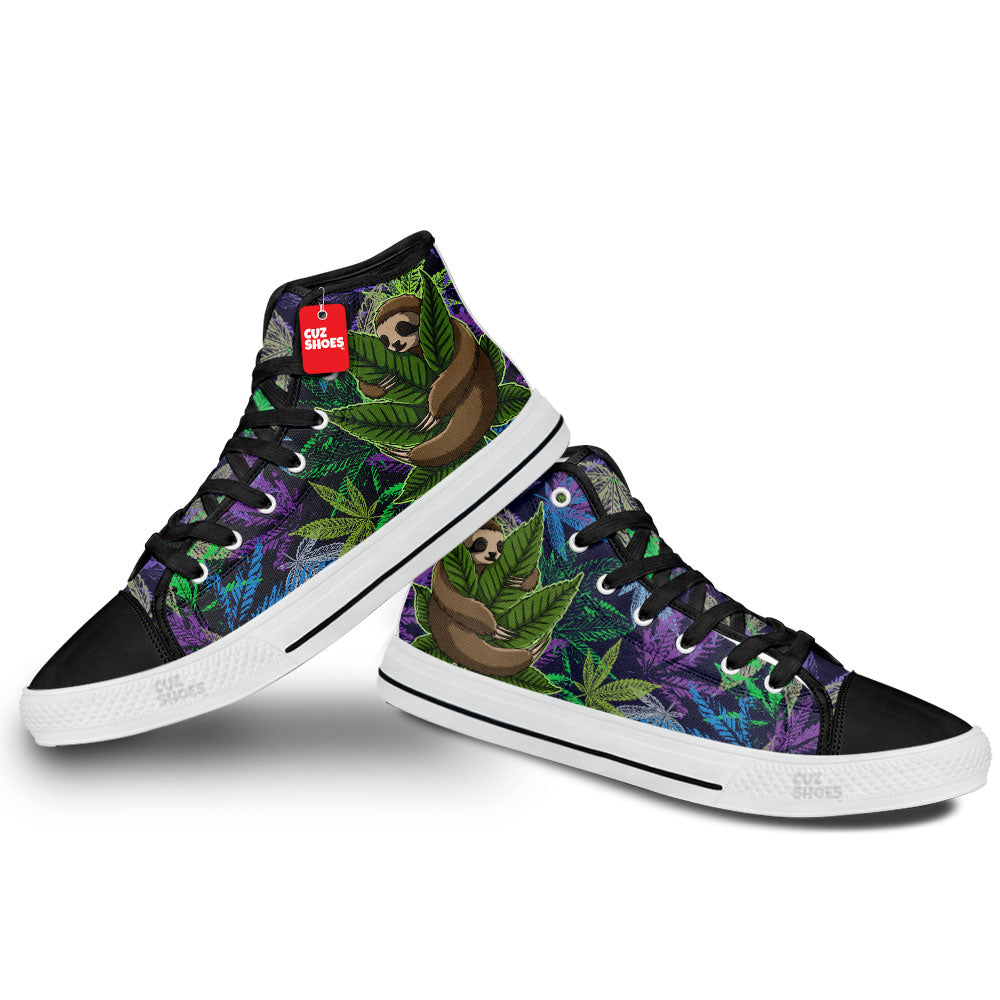 Sloth Weed High Top Sneakers Custom Shoes PT2607-cuztomshoes.com