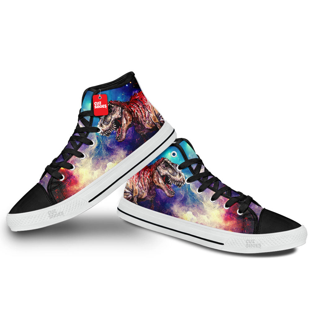 Dinosaur T-rex Galaxy High Top Sneakers Custom Shoes PT0507-cuztomshoes.com