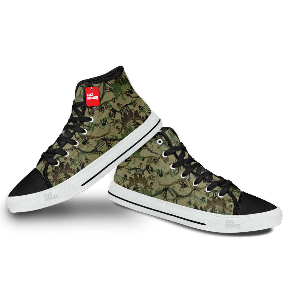 Dinosaur Fossils Camouflage Pattern High Top Sneakers Custom Shoes PT1907-cuztomshoes.com