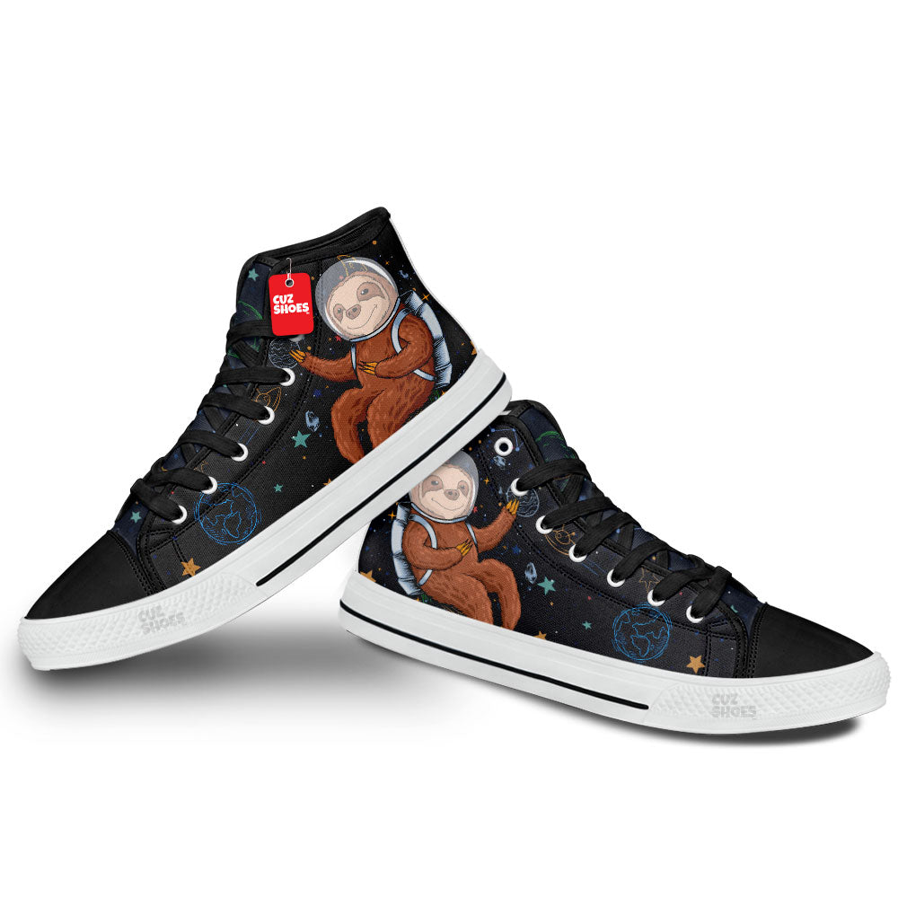 Sloth Astronaut High Top Sneakers Custom Shoes PT2607-cuztomshoes.com