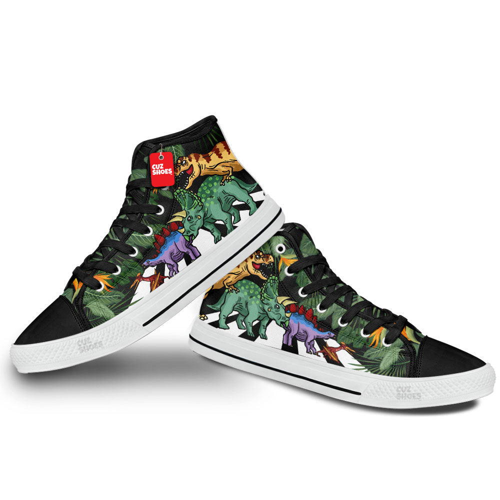 Dinosaur Abbey Road High Top Sneakers Custom Shoes PT0307-cuztomshoes.com