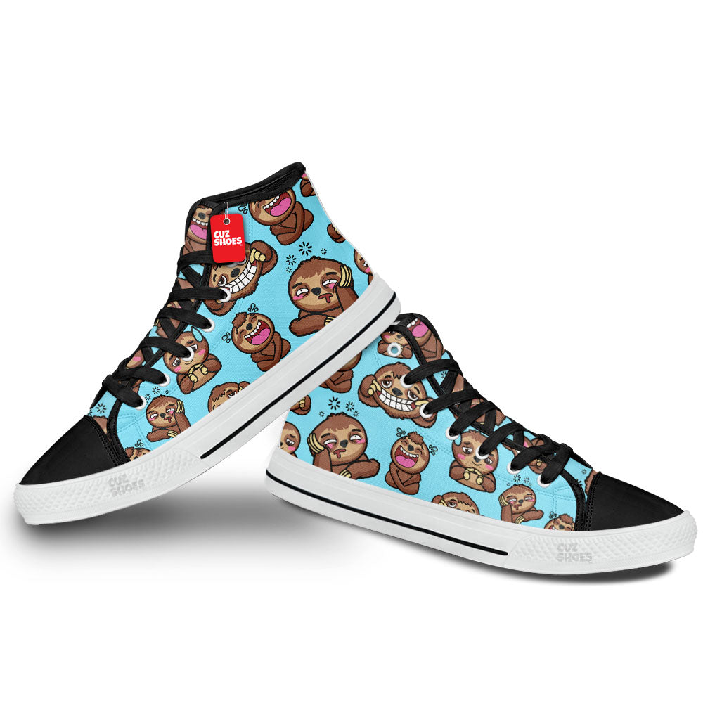 Sloth Funny Pattern High Top Sneakers Custom Shoes PT2607-cuztomshoes.com