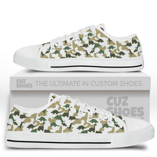 Dinosaur Camouflage Pattern Low Top Sneakers Custom Shoes PT1907-cuztomshoes.com