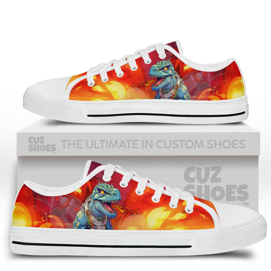 Robot T-rex Low Top Sneakers Dinosaur Custom Shoes PT0507-cuztomshoes.com