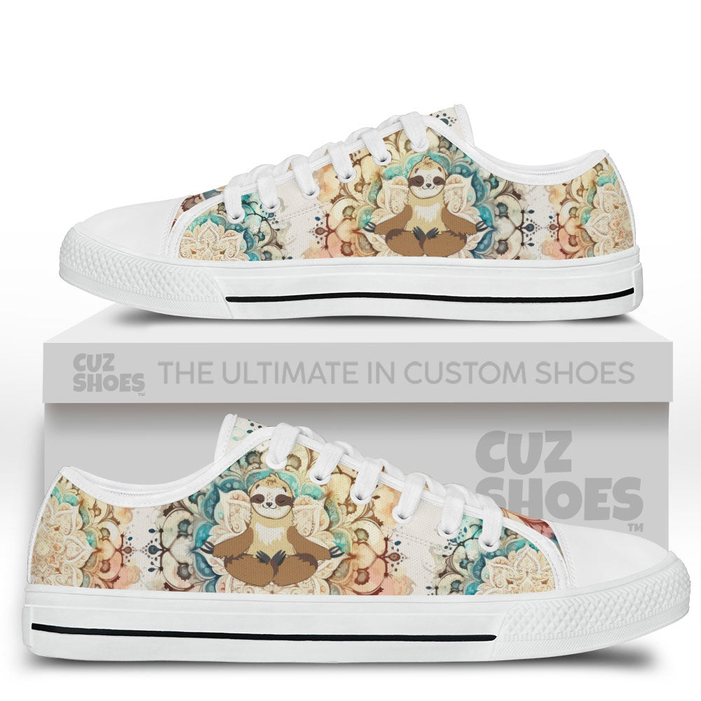 Sloth Mandala Yoga Low Top Sneakers Custom Shoes PT2607-cuztomshoes.com