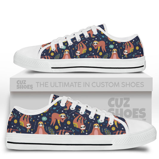 Sloth Boho Pattern Low Top Sneakers Custom Shoes PT2607-cuztomshoes.com