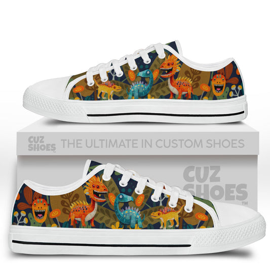 Dinosaur Art Low Top Sneakers Custom Shoes PT1007-cuztomshoes.com