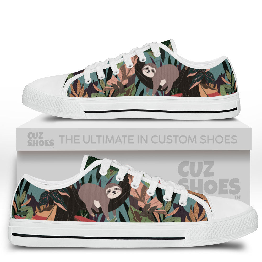 Sloth Jungle Low Top Sneakers Custom Shoes PT2607-cuztomshoes.com