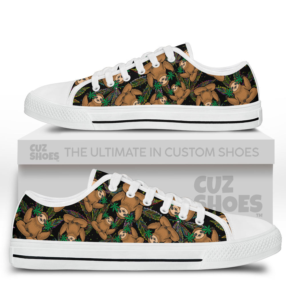 Sloth Stoned Pattern Low Top Sneakers Custom Shoes PT2607-cuztomshoes.com