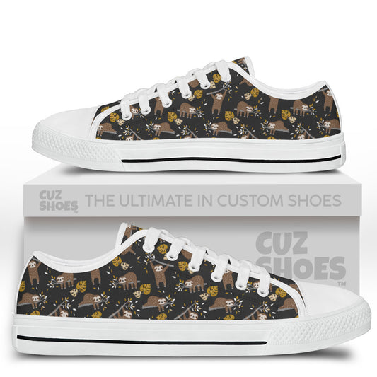 Sloth Jungle Low Top Sneakers Custom Shoes PT2607-cuztomshoes.com