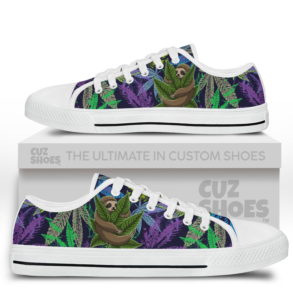 Sloth Weed Low Top Sneakers Custom Shoes PT2607-cuztomshoes.com