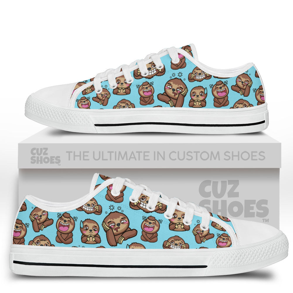 Sloth Funny Pattern Low Top Sneakers Custom Shoes PT2607-cuztomshoes.com