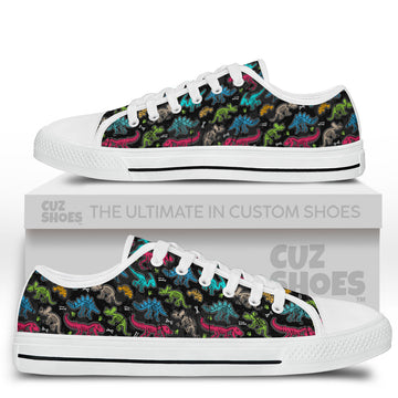 Dinosaur Skeleton Fossils Pattern Low Top Sneakers Custom Shoes PT0307-cuztomshoes.com