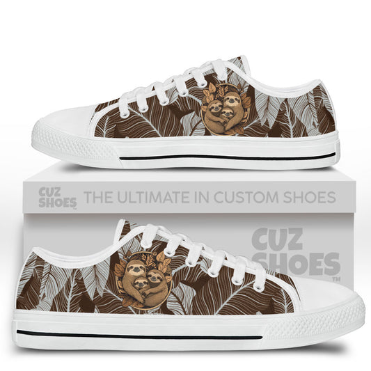 Sloth Family Low Top Sneakers Custom Shoes PT2607-cuztomshoes.com