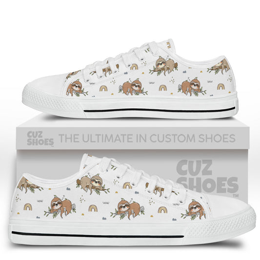 Sloth Sleeping Pattern Low Top Sneakers Custom Shoes PT2607-cuztomshoes.com