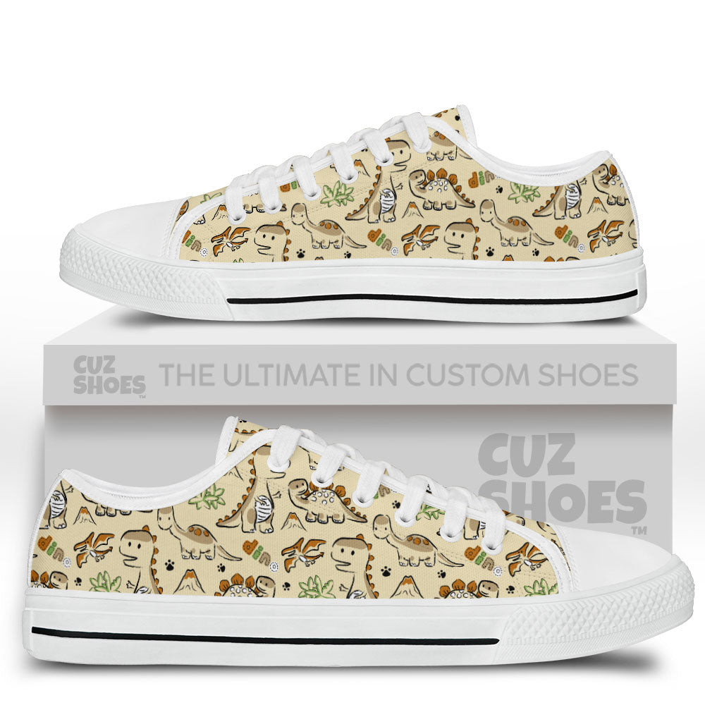 Dinosaur Jurassic Pattern Low Top Sneakers Custom Shoes PT1907-cuztomshoes.com