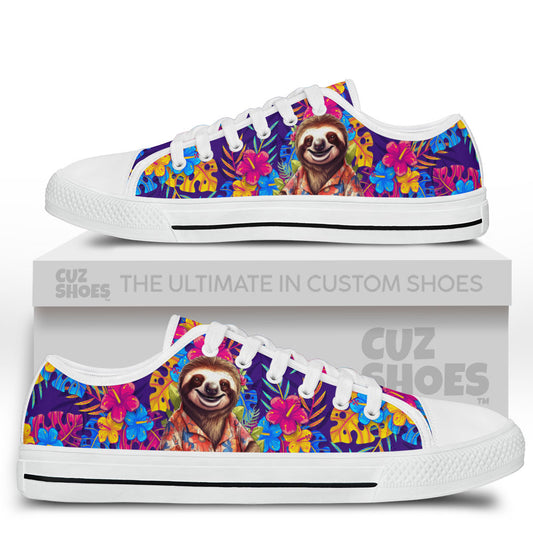 Sloth Hawaii Low Top Sneakers Custom Shoes PT2607-cuztomshoes.com