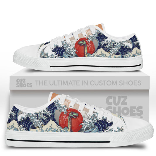 Brachiosaurus Kanagawa Wave Low Top Sneakers Dinosaur Custom Shoes PT0407-cuztomshoes.com