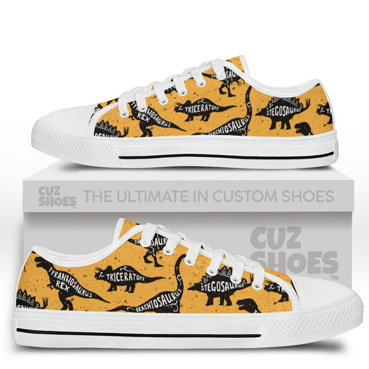 Dinosaur Silhouette Low Top Sneakers Custom Shoes PT0407-cuztomshoes.com