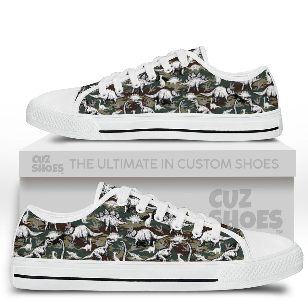 Dinosaur Camo Low Top Sneakers Custom Shoes PT3006-cuztomshoes.com