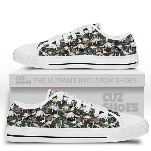 Dinosaur Camo Low Top Sneakers Custom Shoes PT3006-cuztomshoes.com