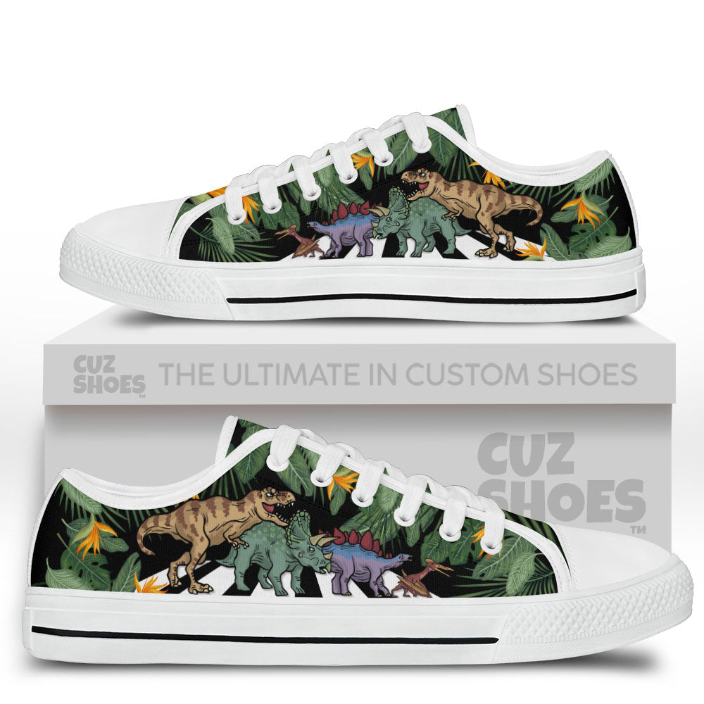 Dinosaur Abbey Road Low Top Sneakers Custom Shoes PT0307-cuztomshoes.com