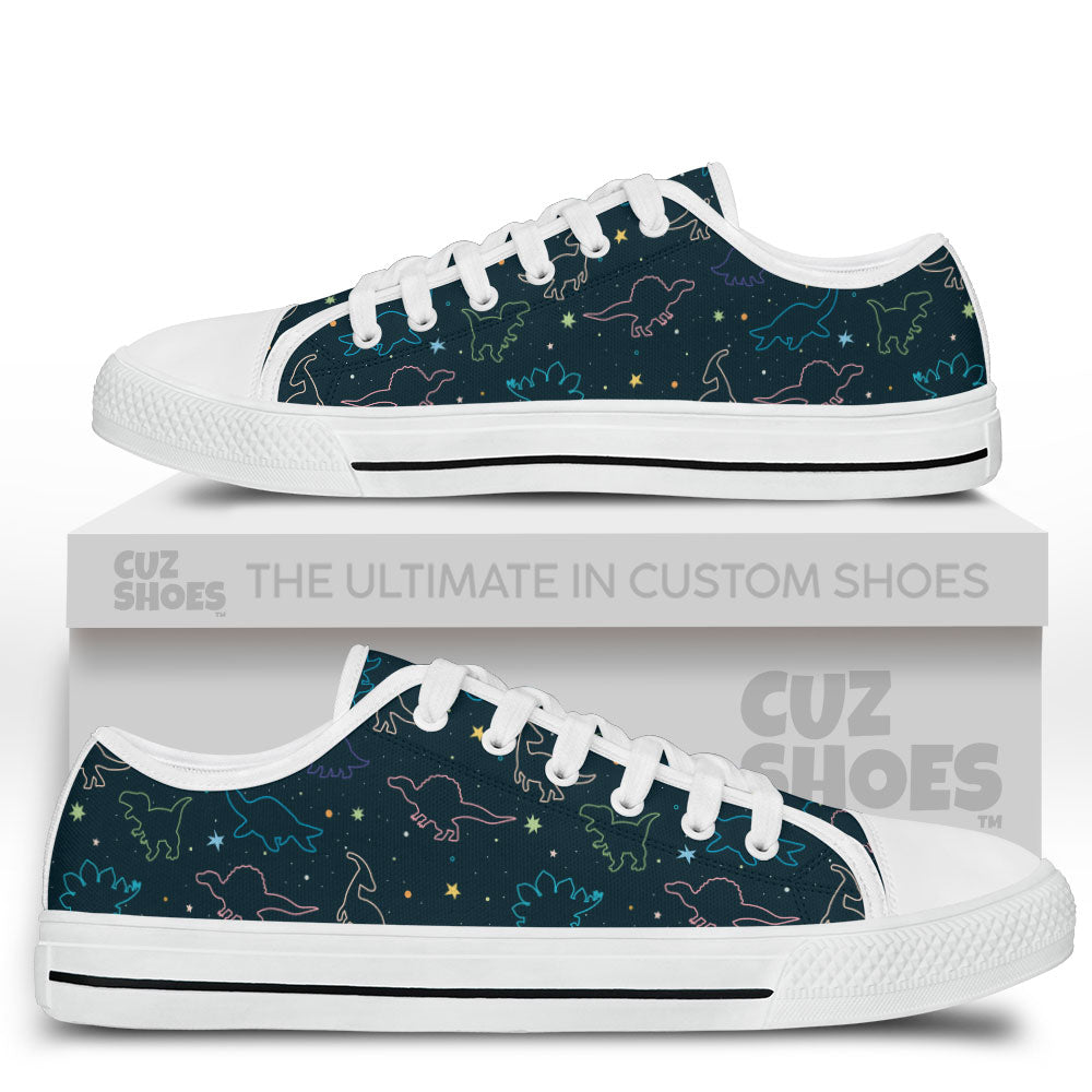 Dinosaur Silhouette Pattern Low Top Sneakers Custom Shoes PT1807-cuztomshoes.com