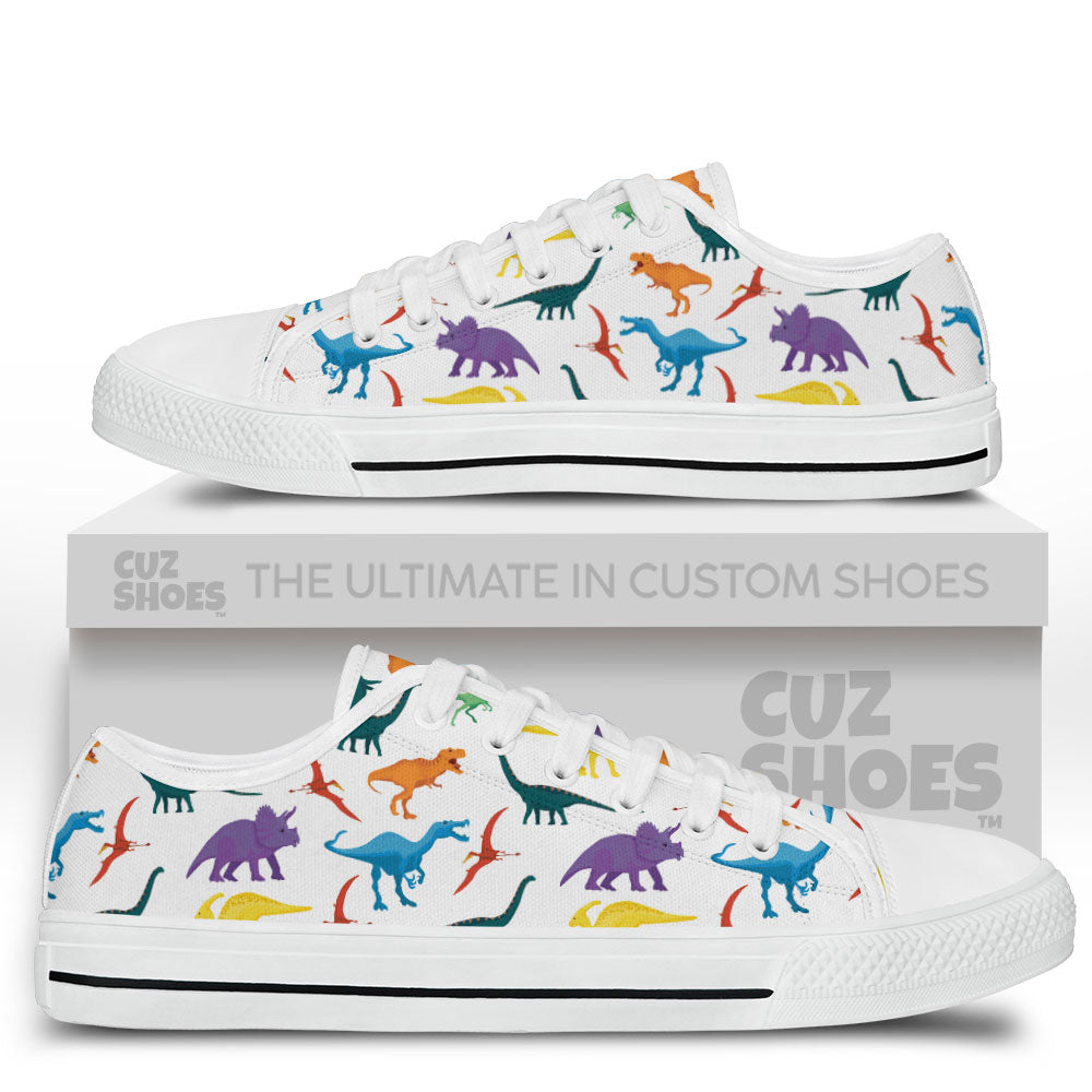 Dinosaur Pattern Low Top Sneakers Custom Shoes PT3006-cuztomshoes.com