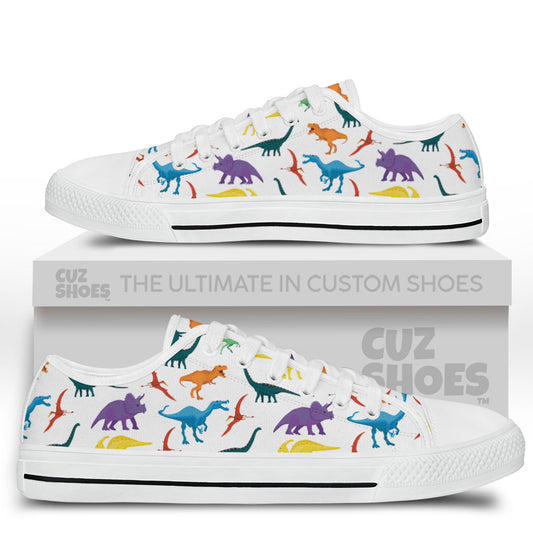 Dinosaur Pattern Low Top Sneakers Custom Shoes PT3006-cuztomshoes.com