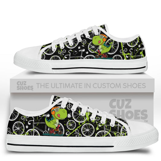 T-rex Cycling Cute Low Top Sneakers Dinosaur Custom Shoes PT1807-cuztomshoes.com