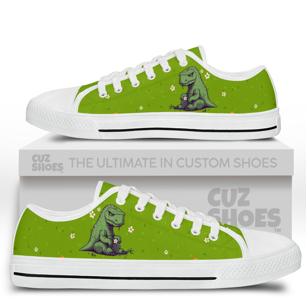 T-Rex Dinosaur Low Top Sneakers Custom Shoes PT0507-cuztomshoes.com