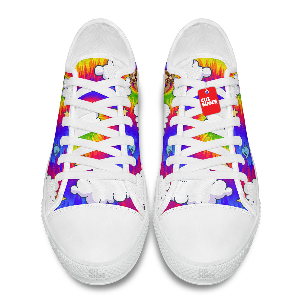Sloth Sleepy Tie Dye Low Top Sneakers Custom Shoes PT2607-cuztomshoes.com