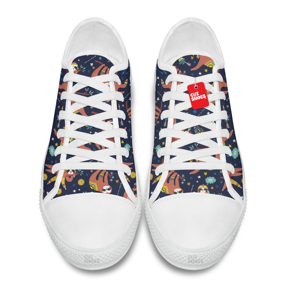 Sloth Boho Pattern Low Top Sneakers Custom Shoes PT2607-cuztomshoes.com