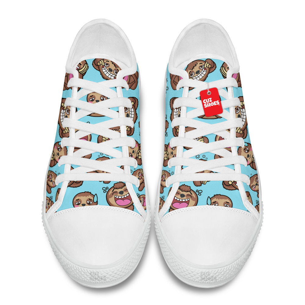 Sloth Funny Pattern Low Top Sneakers Custom Shoes PT2607-cuztomshoes.com