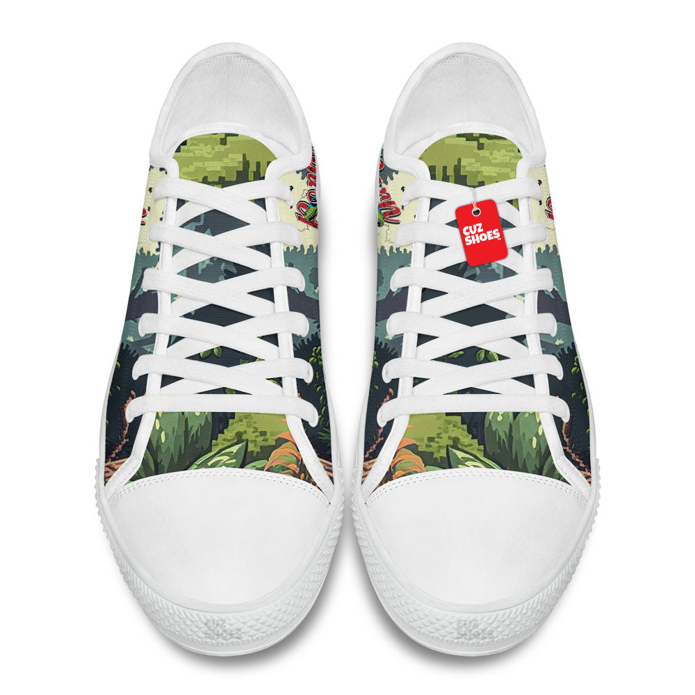 T-rex Born To Be Wild Low Top Sneakers Dinosaur Custom Shoes PT1807-cuztomshoes.com