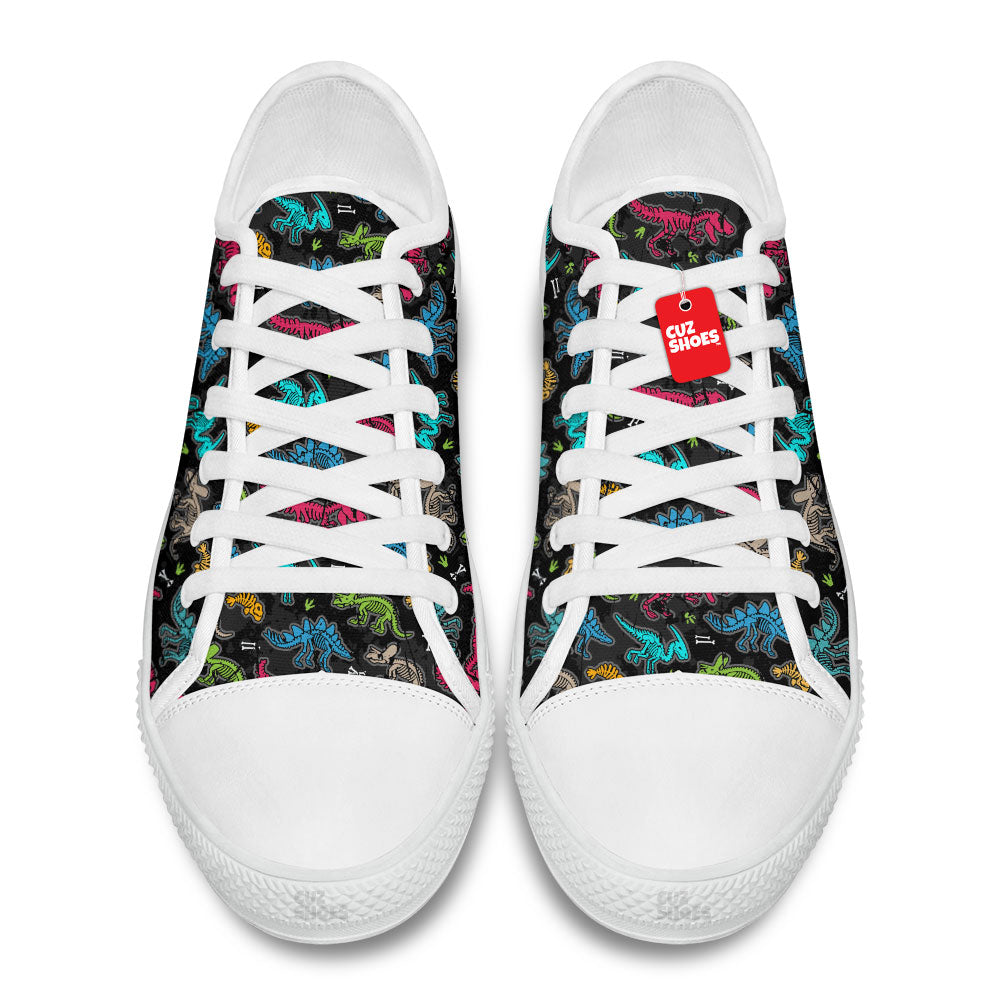 Dinosaur Skeleton Fossils Pattern Low Top Sneakers Custom Shoes PT0307-cuztomshoes.com