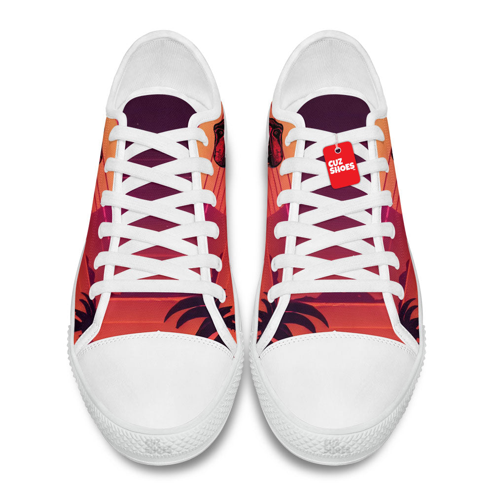 T-rex Retro Sunset Low Top Sneakers Dinosaur Custom Shoes PT1907-cuztomshoes.com