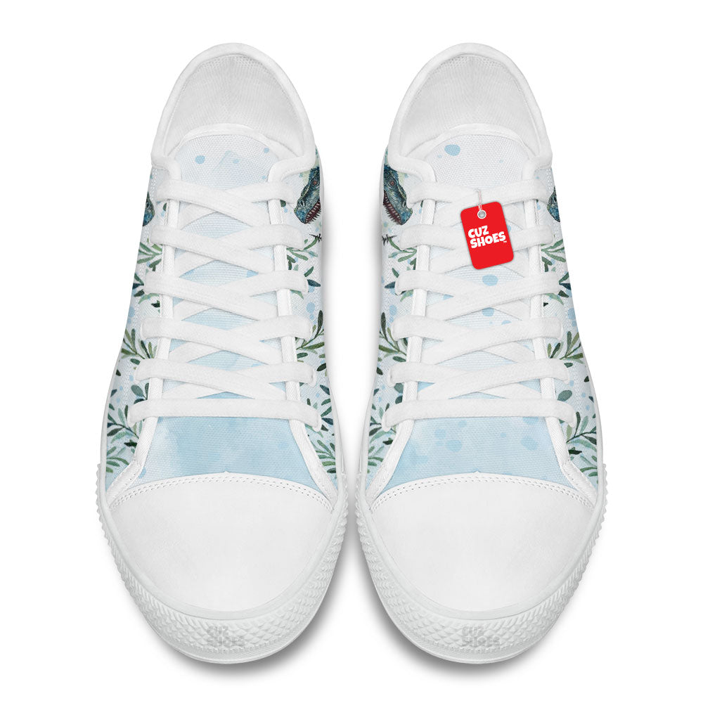 Dinosaur Watercolor Low Top Sneakers Custom Shoes PT0307-cuztomshoes.com