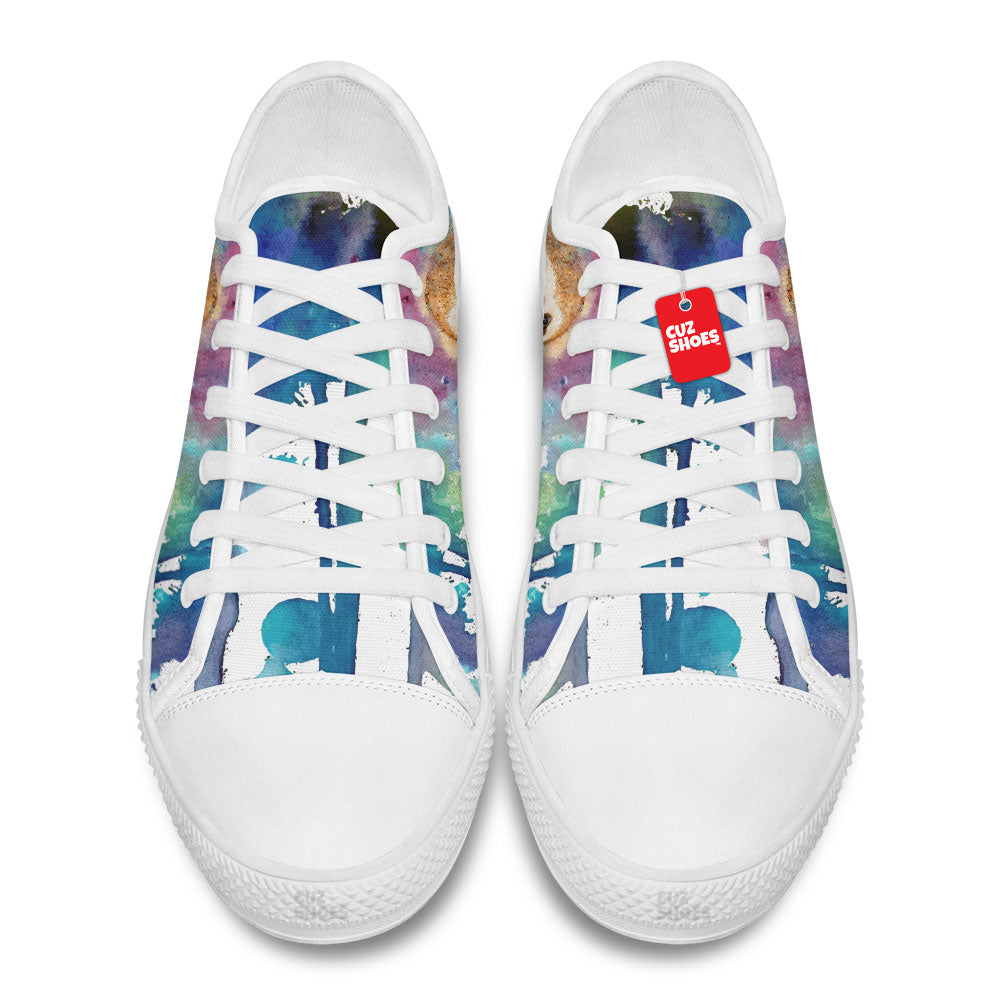 Sloth Watercolor Low Top Sneakers Custom Shoes PT2607-cuztomshoes.com