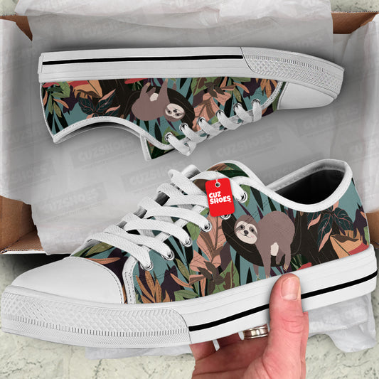 Sloth Jungle Low Top Sneakers Custom Shoes PT2607-cuztomshoes.com