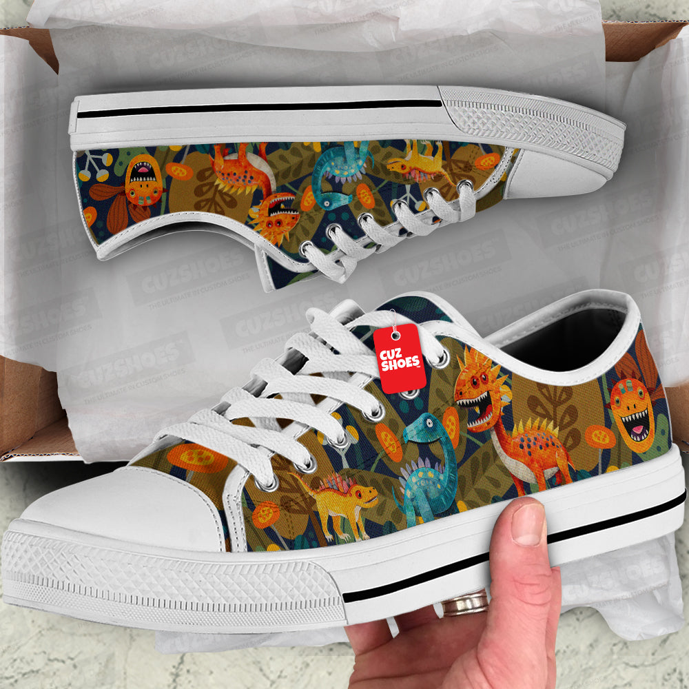 Dinosaur Art Low Top Sneakers Custom Shoes PT1007-cuztomshoes.com