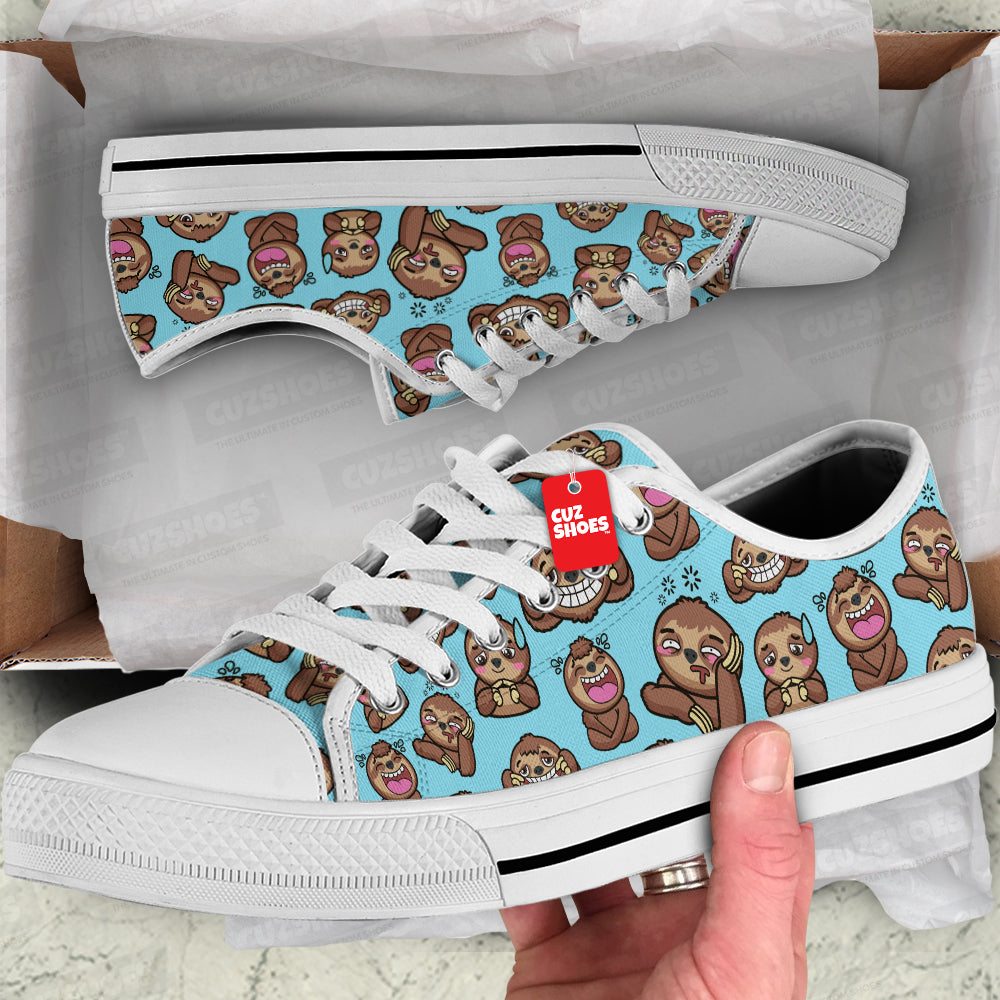 Sloth Funny Pattern Low Top Sneakers Custom Shoes PT2607-cuztomshoes.com