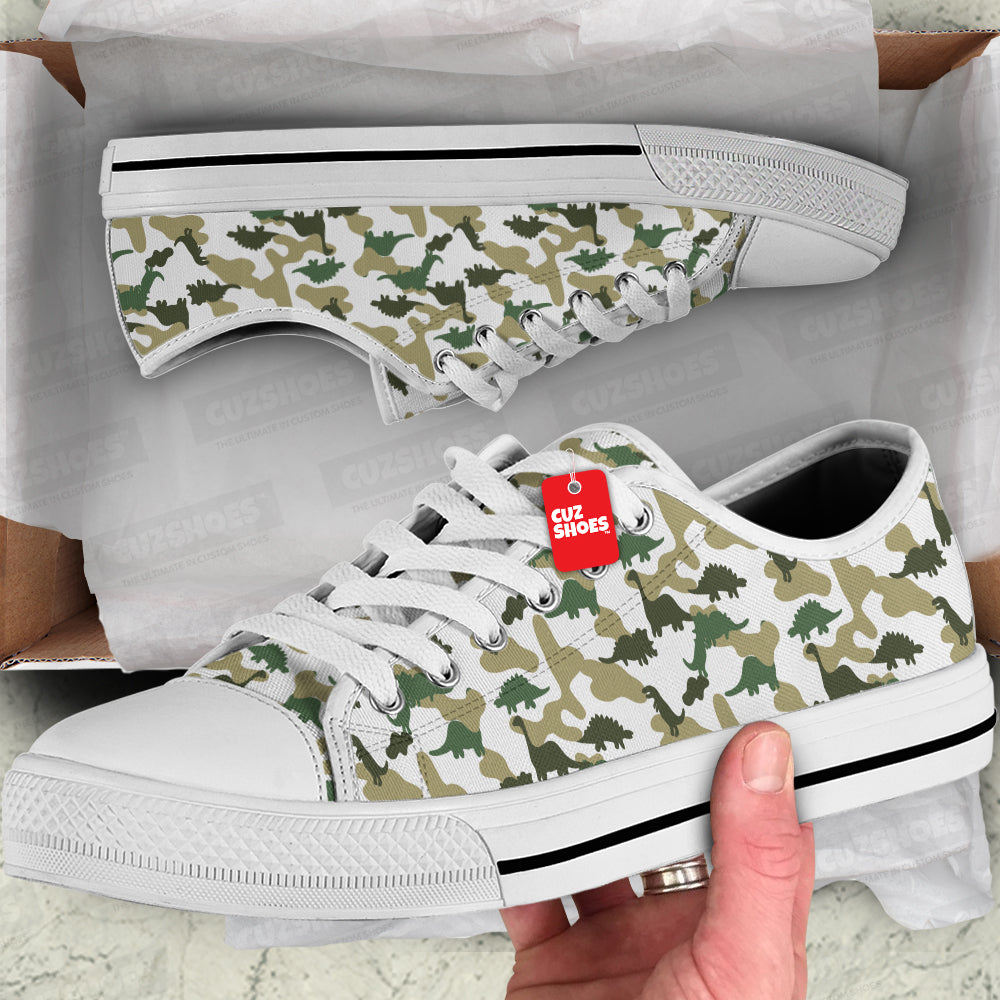 Dinosaur Camouflage Pattern Low Top Sneakers Custom Shoes PT1907-cuztomshoes.com