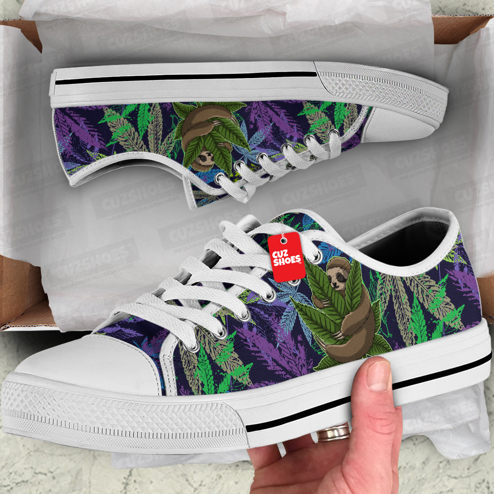 Sloth Weed Low Top Sneakers Custom Shoes PT2607-cuztomshoes.com