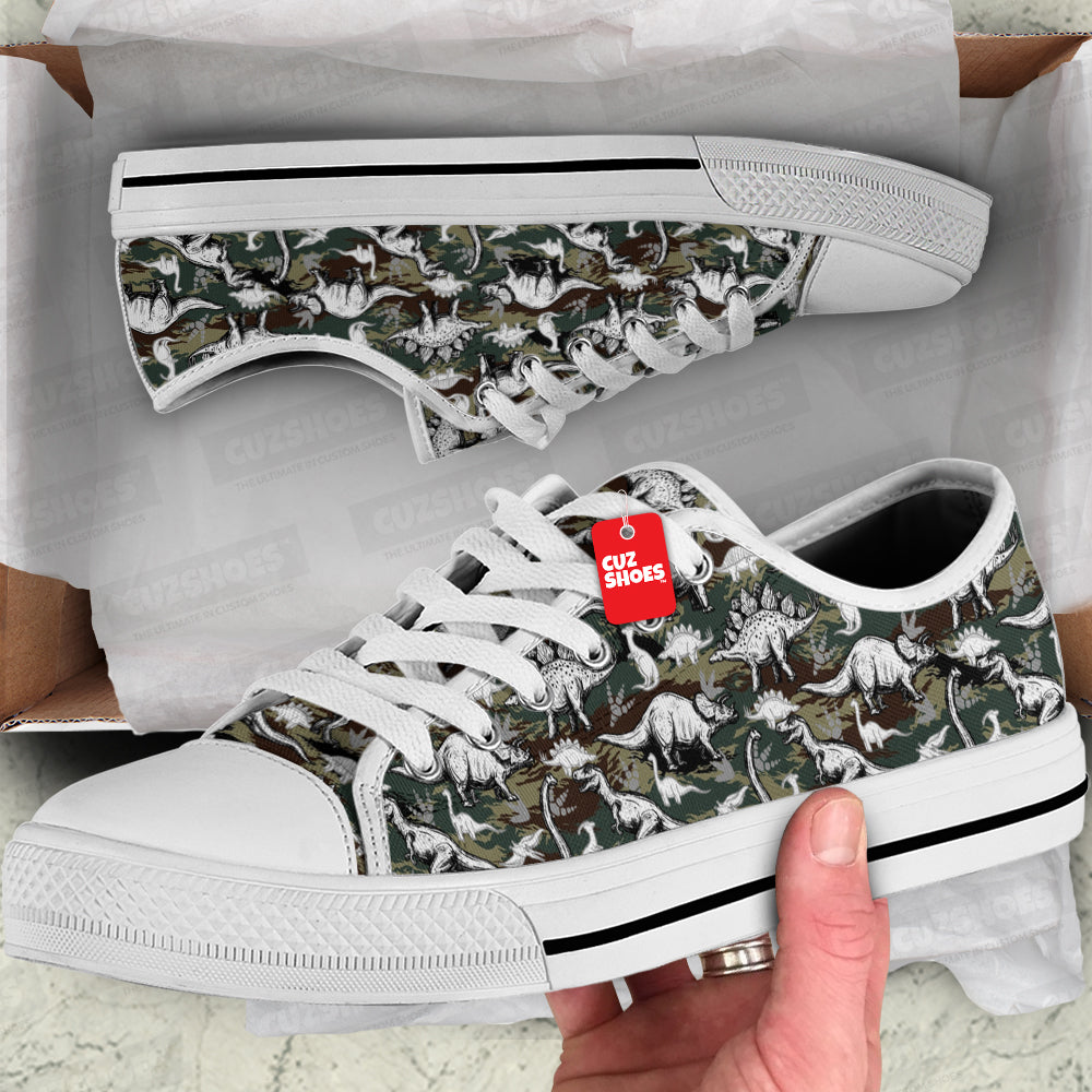 Dinosaur Camo Low Top Sneakers Custom Shoes PT3006-cuztomshoes.com