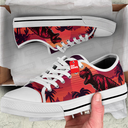 T-rex Retro Sunset Low Top Sneakers Dinosaur Custom Shoes PT1907-cuztomshoes.com